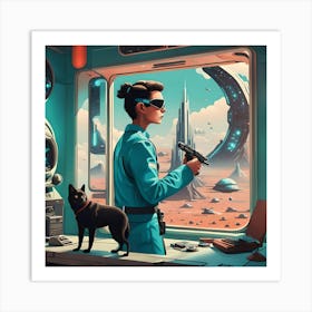 Futuristic Girl In Space Art Print