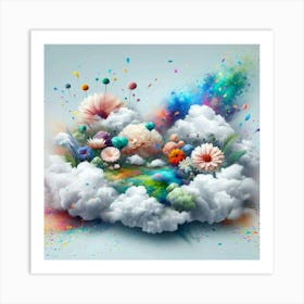 Clouds And Flowers Art Print