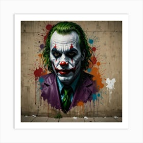 Joker Graffiti On A Gritty Urban Wall Art Print