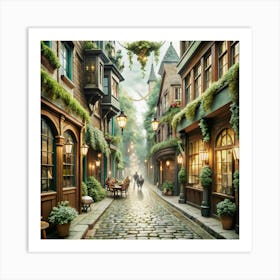 Cobblestone Street Art Print