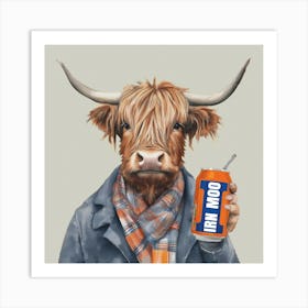 Highland Cow Irn Moo New Art Print