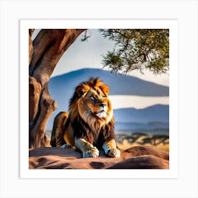 Lion In The Savannah 3 Art Print