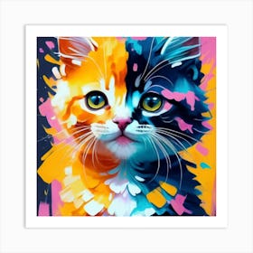 Colorful Cat Painting Art Print