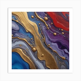 Gold River Abstract Painting Art Print