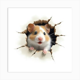 Hamster Peeking Out Of Hole Art Print