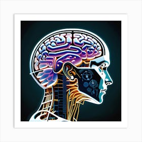 Human Brain With Artificial Intelligence 12 Art Print
