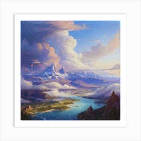 River and Mountains Art Print