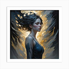 Woman With Black Hair Art Print