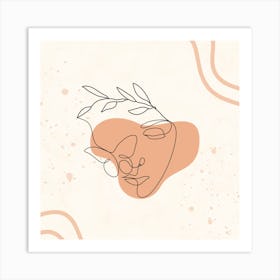 Line Drawing Of A Woman'S Face Art Print