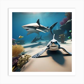 Sharks In The Sea 2 Art Print