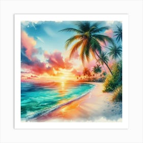 Sunset Beach Painting 3 Poster