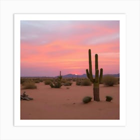 Sunset In The Desert With Calm and Peaceful Mind Art Print