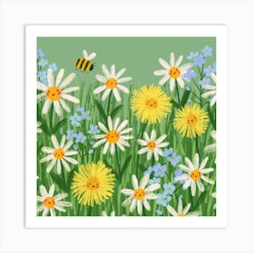 Summer Meadow Wildflowers Square Art Print