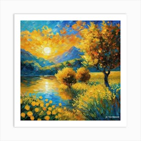 Sunset By The Lakefuuh Art Print