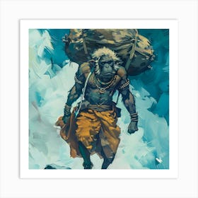 Monkey Carrying A Bag Art Print