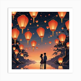 Default Wish Lanterns For Love Art 2 Art Print