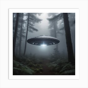 Alien Spacecraft In The Forest 1 Art Print