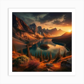 Sunset In The Mountains 5 Art Print