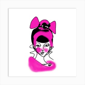 Girl With Pink Bow Art Print