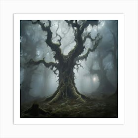 Tree In The Fog Art print Art Print