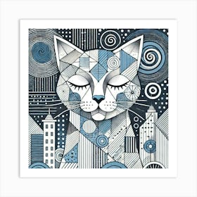 Marble Tail City Cat Art Print