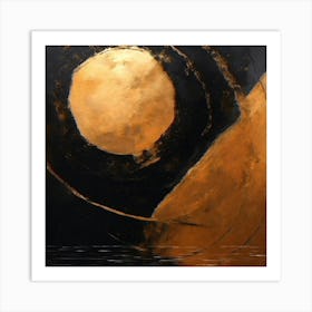 'Sunrise' Black And Gold Wall Art Art Print