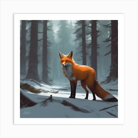 Fox In The Woods 28 Art Print