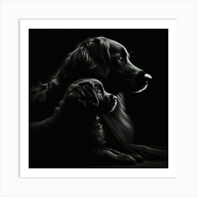 Black And White Dog Portrait 2 Art Print