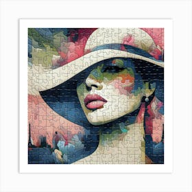 Abstract Puzzle Art French woman in Paris 13 Art Print