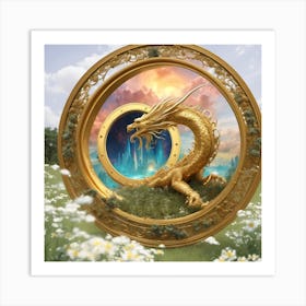 Golden Dragon portal guardian Art Print