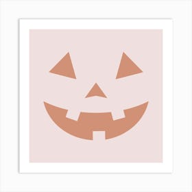 Cute Jack o Lantern Pumpkin Face Pink Art Print