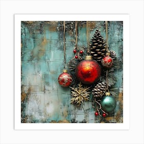 Intage Christmas Mixed Media 2 Art Print