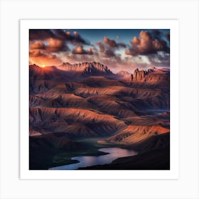 Sunset In The Mountains 8 Art Print