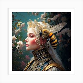 Firefly Surrealistic, Realistic, Painting, Bee, Human, Hybrid, Royal, Portrait, Side View, Fantasy, (10) Art Print