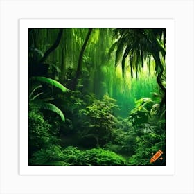 Craiyon 220056 Lush Green Jungle With Dramatic Lighting Art Print