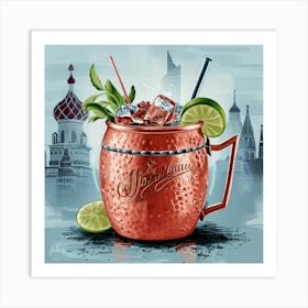 A Stunning Illustration Of A Moscow Mule Cocktail Zp0vvvzgtywspc5veaaqlg Grfijlfxte Lpbylcokeaw Art Print