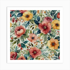 Watercolor Flowers Art Print