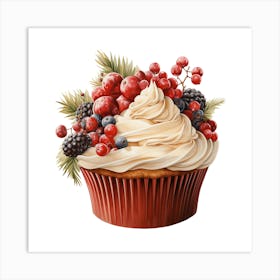 Christmas Cupcake Art Print