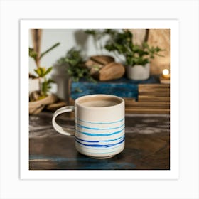 A Minimalist Stoneware Mug In A Straight Short Wid Art Print