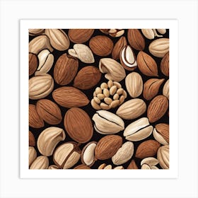 Almonds On A Black Background 19 Art Print