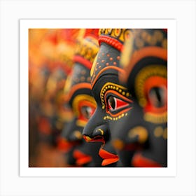 Row Of Indian Masks Art Print