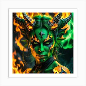 Demon Girl With Horns Art Print