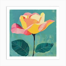 Rose 4 Square Flower Illustration Art Print