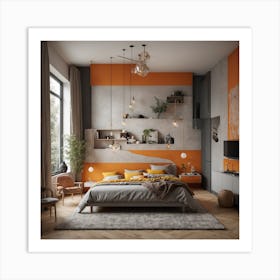 Orange Bedroom Art Print