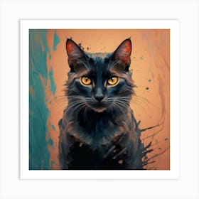 Black Cat Painting Art Print