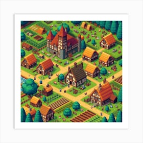 8-bit medieval village 3 Art Print