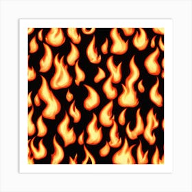 Flames On Black Background 9 Art Print