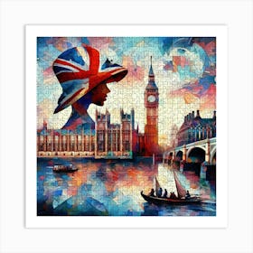 Abstract Puzzle Art English lady in London 4 Art Print