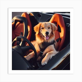 Dog in Sports Car Art Print