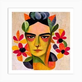 Frida Kahlo With Flowers 1 Art Print